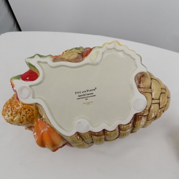 Fitz & Floyd Bountiful Harvest Cornucopia Cookie Jar Fall Decor Original Box - Picture 9 of 11